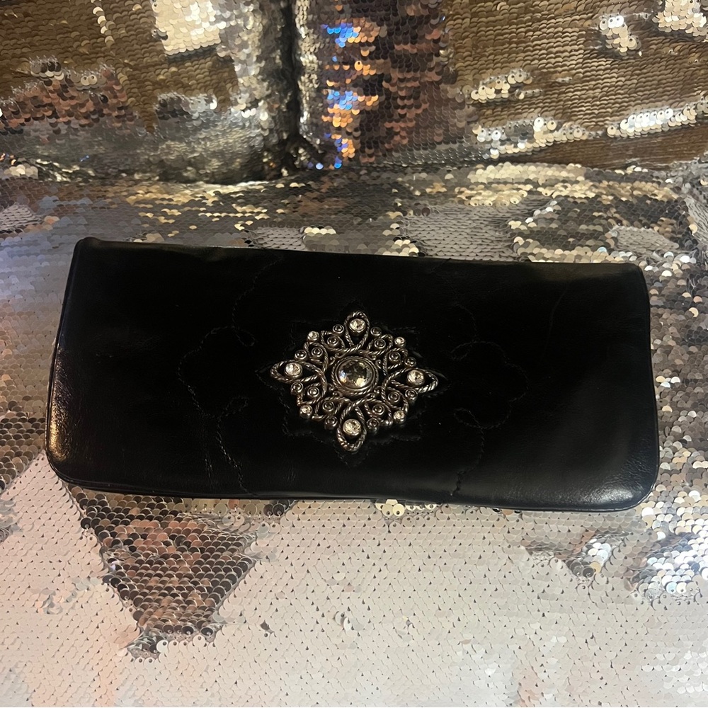 Brighton Black Clutch with Crystal Embellishment